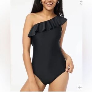 J Crew Swim S Ruffle One Piece Swimsuit Black